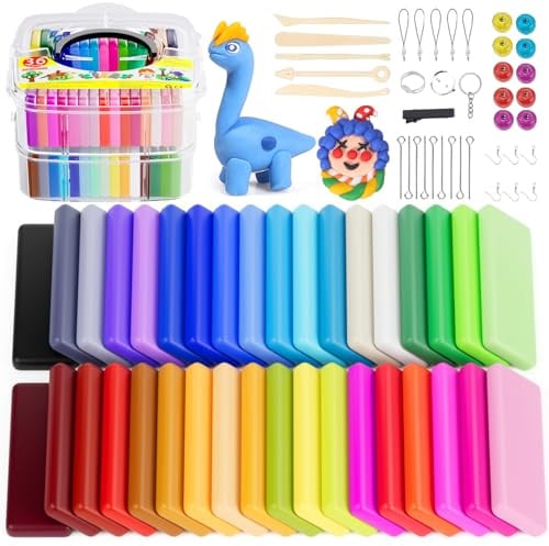 iFergoo Polymer Clay Set, 36 Farben Modelliermasse mit 5 Werkzeug & Zubehör