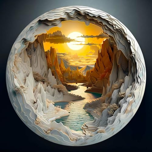 Puzzle 1000 Teile Erwachsene, 67,5 x 67,5 cm Klassische Puzzles Runden | Das Cave-Puzzle bietet einen 3D Visuell Effekt, Weihnachts und Geburtstagsgeschenke für Puzzle-Liebhaber