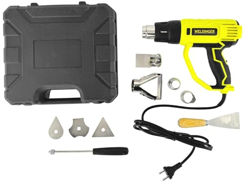 WELDINGER Heißluftpistole HG-1 2000 W, Digitaldisplay 60-600°C, 9-tlg. Set im Koffer