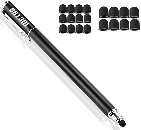 Metro Universeller kapazitiver 2-in-1-Touchscreen-Eingabestift mit 20 Ersatz-Gummispitzen, kompatibel mit iPad, iPhone, iPad Pro, Galaxy, Smartphone und Anderen Touchscreen-Geräten, Schwarz