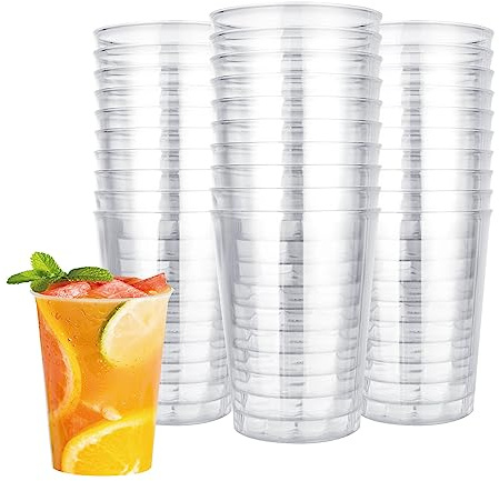 120 Stück Plastikbecher 0,3l Stapelbare Spülmaschinenfeste Trinkbecher 300ml Kunststoffbecher Transparente, Bruchsichere, Mehrweg Partybecher Geeignet Für Anlässe Wie Weihnachten, Partys, Hochzeiten U