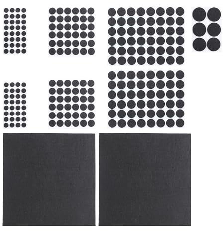 Relaxdays Filzgleiter 240er Pack, 2 Filzplatten zum Zuschneiden, Klebefilz, runde Möbelgleiter, versch. Größen, schwarz