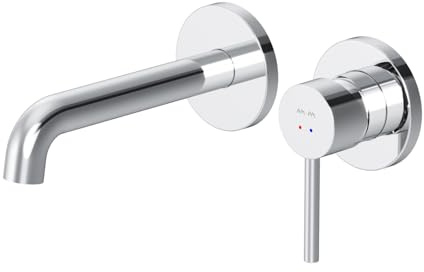 AM.PM Spike - Waschtischarmatur Unterputz, Wasserhahn Bad Wandmontage, Badarmatur mit Auslauflänge 181 mm, Mischbatterie Waschbecken, Chrom