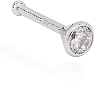 NKlaus Nasenpiercing Zirkonia Weiß 750 Weißgold 18 Karat, 2,5mm