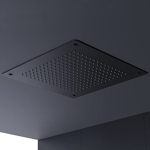 Bernstein Einbauduschkopf Schwarz Wassersparend Regenbrause Quadratisch 50x50cm Brausekopf aus Edelstahl Deckenbrause mit Anti-Kalk Düsen Duschkopf für Deckenmontage Regendusche DPG5005
