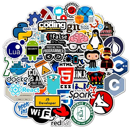 Programmierer Entwickler Aufkleber Pack 50 Pcs Vinyl Aufkleber für Wasserflaschen, Laptops, Autos, Skateboards, Höhlendekorationen für Herren