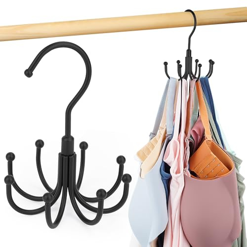Metall Trägertop Kleiderbügel BH Organizer, Drehbar Platzsparender Kleiderbügel, Kann Bis Zu 24 Stück Aufnehmen, Kleiderschrank Organizer, Schwarz, 1 Stück