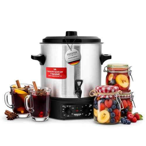 Stagecaptain GWK-27A Glühweinkocher - Einkochautomat mit 27 Liter - 2000 Watt - Gebürsteter Edelstahl - Einfache Bedienung (Temperatur und Zeitschaltuhr) - Abschaltautomatik - Silber