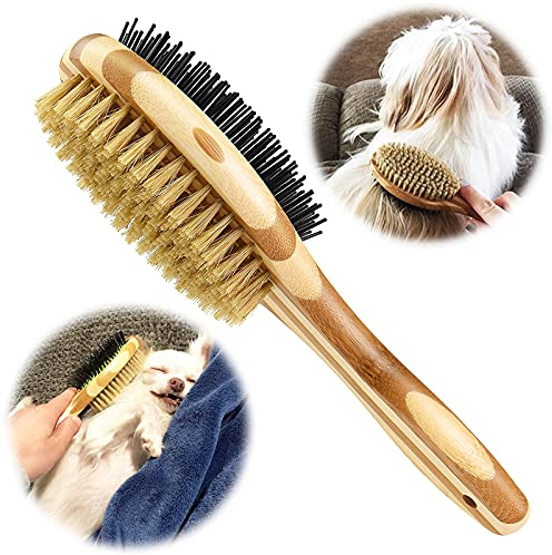 Hundebürste & Katzenbürste, Doppelbürste für Hunde und Katzen, Pin Hundebürste für Knoten & Unterfell - Kurzhaar & Langhaar