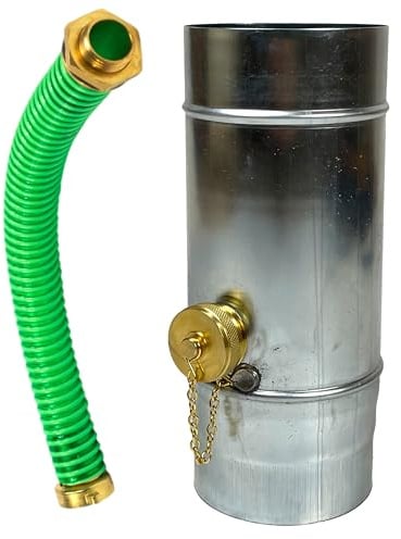 SÜDMETALL - Premium Zink Regenwassersammler 80 mm mit Schlauch- und Fassanschluss für das Fallrohr - Titanzink Regensammler 75% Wasser-Ertrag - Wassersammler für Regentonnen vom Fachhandel entwickelt