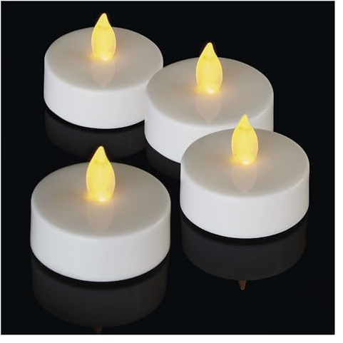 EMOS LED-Teelichter, 4 Stück flammenlose weiße Kerzen mit Flacker-Effekt, Dekoration für Weihnachten, Allerheiligen, Partys, IP20 für Innen, mit Batterie, Vintage-Warmweiß