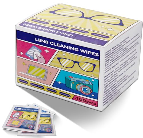 Alkoholfreie Brillenputztücher, 400 Stück - Zur schonenden und gründlichen Reinigung Ihrer Brille, Einzelverpackt - Ideal für unterwegs und Reisen