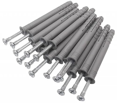 Schnellmontage Schlagdübel mit Senkkopfschrauben 8,0 x 140 mm 100 Stück | Nageldübel Porenbeton Dübel Einschlagdübel Nagelanker Kunststoffdübel Langschaftdübel Set