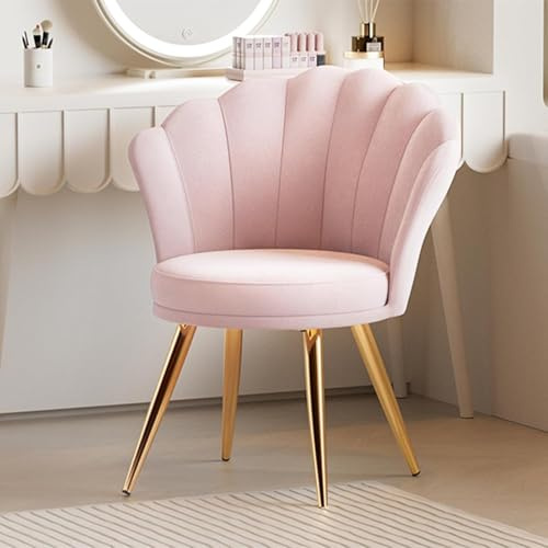 Aivermeil Esszimmerstühle Samt Polsterstühle Rosa | Muschelsessel mit Armlehnen,Schminktisch Stuhl,Polstersessel Elegant,kzentstuhl mit Gold Metallbeinen Accent Chair