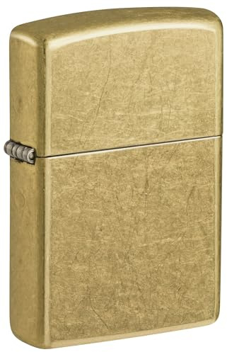 Zippo Sturmfeuerzeug - Street Brass, Base Model - Nachfüllbar - Wiederverwendbar - Windfestes Design - Geschenkbox - Made in USA