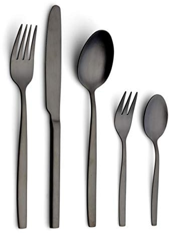 ECHTWERK Tafelbesteck Positano-Black Edition, 30-teilig, für 6 Personen, Edelstahl 18/10-hochglänzend, Hochwertiges Besteck Set, inkl. Aufbewahrungs-Kassette, 18/10 Stahl, Schwarz