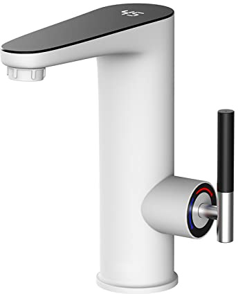 ESIP Elektrischer Wasserhahn mit Durchlauferhitzer 3000W, Temperaturanzeige für Küche, Weiß