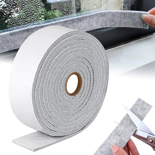 ENUTROF Filzband Selbstklebend Filzgleiter Rolle Filzstreifen Filzklebeband | Breit 5mx3cmx4mm Filzrolle Klebefilz Selbstklebende Grau für Stühle Möbel Oder Fenster Kondensationsabsorber Anti