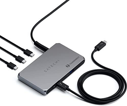 SATECHI Dockingstation 6-in-1 Slim Hub, Thunderbolt 4, 60W PD | Einmal 8K oder zweimal 4K, 4x Thunderbolt 4 Ports mit 40Gbps, USB 3.2 Gen 2, für Mac und Windows Laptops