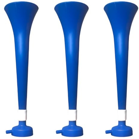 FUN FAN LINE - Packung x3 Kunststoff Vuvuzela Stadion/ungiftig Fußball Horn. Zübehor für Fußball- und Sportfeiern. Sehr Lautes Lufthorn für Animation.