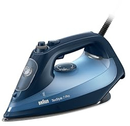 Braun TexStyle 7 Pro Dampfbügeleisen SI 7160 BL - Bügeleisen mit Freeglide 3D Bügelsohle, Vertikaldampf, 3000 Watt, Blau