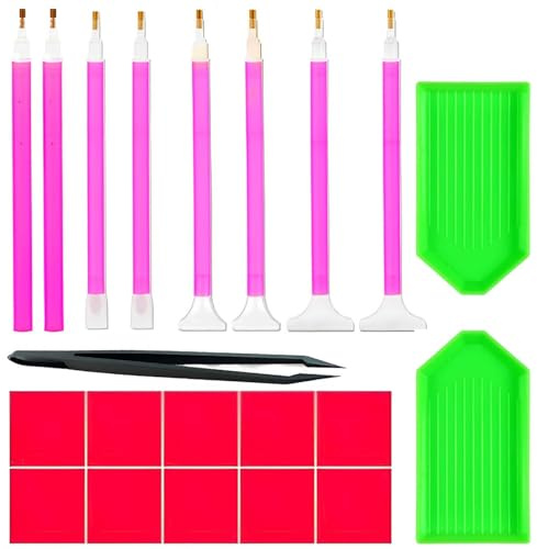 AHEJIOO 21 Stück DIY Diamond Painting Stift,Diamond Painting zubehör Stift,Stickerei und Nagelwerkzeug,Diamant Painting Craft Nail Art Stickerei Kreuz Stitch mit Stift für Erwachsene Kinder