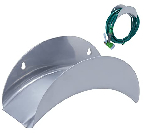 Relaxdays Schlauchhalter Wand, für 30 m 1/2 Schlauch, grau | Gartenschlauch Halterung, Metall, runde Schlauchaufhängung