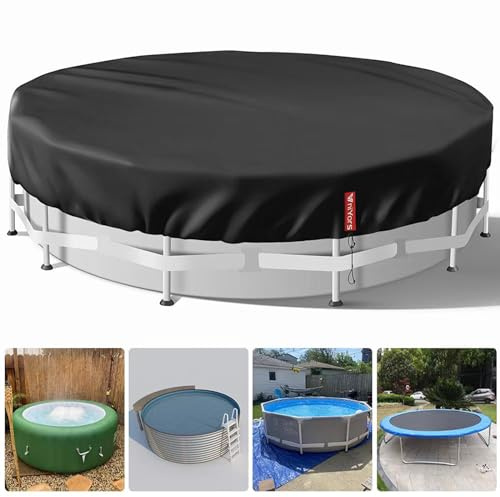 VniYors Poolabdeckung Rund 366, Verdicktes 420D Pu Pool Winterabdeckung, UV-Schutz Poolabdeckung Winter mit Kordelzug und BodennäGeln, Winddicht und ReißFest Pool Abdeckplane