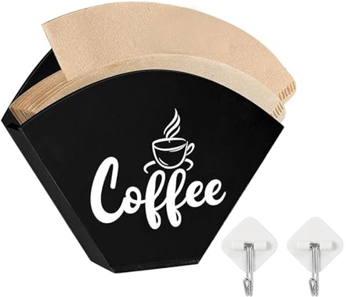 Kaffeefilterhalter, Kaffefilterhalterung, Schwarz | Holz-Kaffee-Papier-Filterbehälter, Universell in der Küche zu Hause, Filterpapier für Lagerung