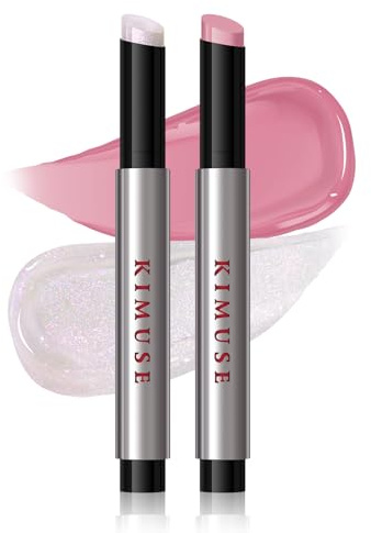 KIMUSE Juicy & Glowy Lip Balm Duo, Baume à Lèvres | Teinté Brillant, Hydratation Longue Durée, Vegan, Baume à lèvres repulpante