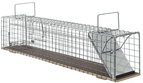 Marderfalle 80x15x19cm mit Holzboden Kaninchenfalle Lebendfalle Rattenfalle
