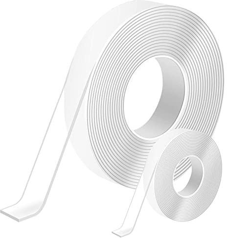 7m Doppelseitiges Klebeband Extra Stark Transparent,Abnehmbar Spurlos Double Sided Tape,2 Rollen Nano Klebeband Doppelseitig Ablösbar für Teppich, Foto Wand, Küche, Zuhause, Auto