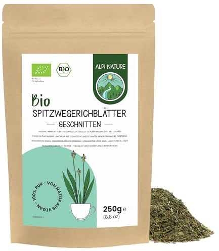 Alpi Nature Spitzwegerich Tee BIO 250g, Spitzwegerich Blätter getrocknet, Wegerich Tee lose