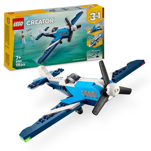 LEGO Creator 3in1 Flieger: Rennflugzeug Spielzeug - Umbaubar in Jet oder Hubschrauber Modell - Fahrzeug Bauset für Jungen und Mädchen ab 7 Jahren - Geschenkidee zum Geburtstag 31160