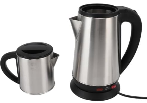 Elektrischer Türkischer Wasserkocher Set, 1L und 2L Edelstahl Samovar Turkish Tea Maker Set, Elektro Doppel Topfkessel Schwarz und Kräuterteeköpfe für Zuhause (EU-Stecker 220V)
