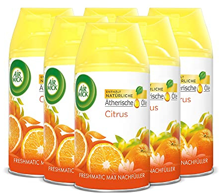 Air Wick Freshmatic Max Raumspray – Nachfüller für den Air Wick Freshmatic Max – Duft: Citrus – 6 x 250 ml Nachfüller Raumduft und Lufterfrischer