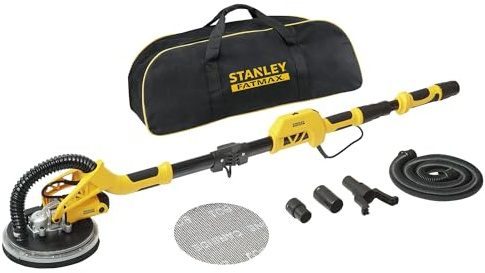 STANLEY FATMAX 750W drywall sander (225mm) with storage bag and 120G mesh grinding wheel, SFMEE500S-QS, Black & Yellow