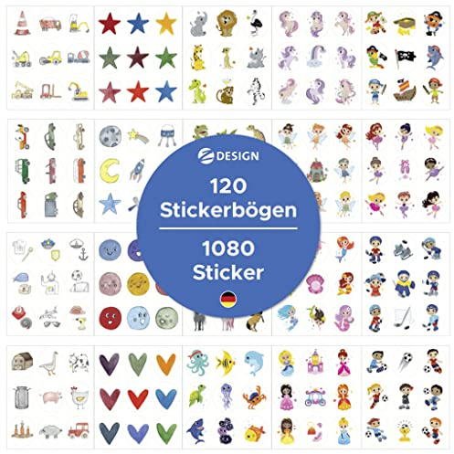 AVERY Zweckform Set Aufkleber für Kinder |1.000+ Sticker (Made in Germany, 20 verschiedene Themen für Jungen und Mädchen, Kindergeburtstag, Mitgebsel, Gastgeschenk, Give away, Schultüte) Art. 51027