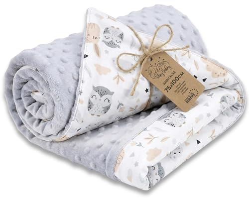 Babydecke Kuscheldecke Baby Decke Ganzjahresdecke mit Plüschstoff 75x100 cm - Kinderdecke Kinderwagen Blanket Babydecken Kinderwagendecke und Erstausstattung für Neugeborene und Kinder Oeko-Tex