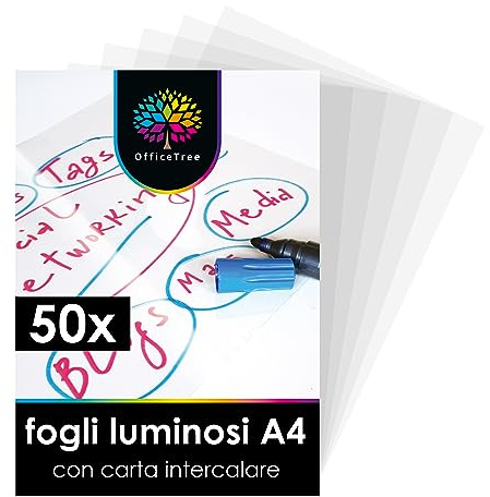 OfficeTree 50 x Overheadfolie A4 - OHP Folien glasklar - Folie für Laserdrucker - Overheadfolien auch als Kopierfolie, Projektorfolie oder Drucker Folie geeignet