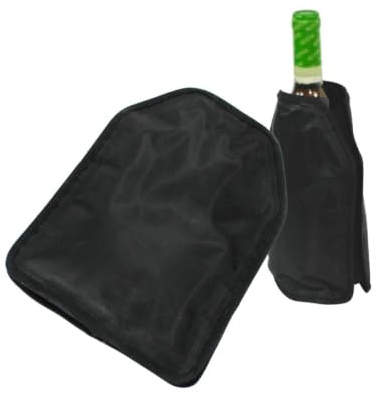 Fackelmann Flaschenkühlerhülle für Wein- und Sektflaschen, elastisches Nylon mit universeller Passform und Gelkühlung, gefriergeeignet, 22 x 16 cm, schwarz, 1 Stück