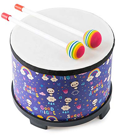 Musfunny Floor Tom Trommel Kinder: Schlagzeug Baby 20 cm Mit 2 Schlägeln | Trommel Baby Montessori Percussion Instrument - Schlagzeug Kinder Für Baby Toddler Weihnachten Geburtstag Geschenk