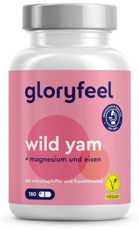 Wild Yam + Mönchspfeffer + Frauenmantel - 180 Kapseln - Plus Magnesium & Eisen - Hochdosierter Extrakt aus der Yamswurzel
