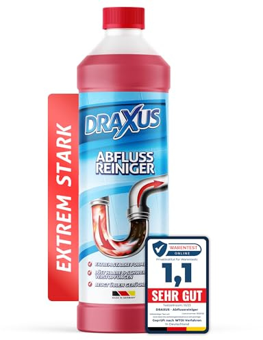 DRAXUS Profi Abflussreiniger (1,0L) I Extrem starker Rohrreiniger löst Haare, Essensreste & schwerste Verstopfungen I Beugt üblen Gerüchen vor