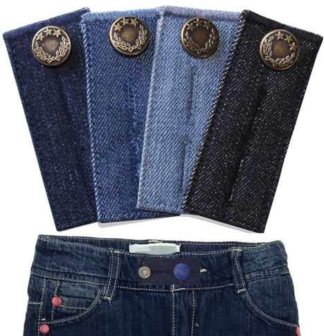 pcsfoe Hosenbunderweiterung 4 Stück Elastische Knopfverlängerung Für Jeans | Flexibel & dehnbar, einfache Anbringung, wiederverwendbar, für Schwangerschaft & Gewichtsschwankungen