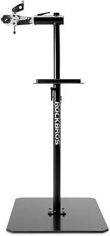ROCKBROS Fahrradmontageständer aus Kohlenstoffstahl, 360°drehbares Spannfutter aus Alu Reparaturständer mit Werkzeugablage, bis 50 kg Tragfähigkeit 90-160cm höhenverstellbar Montageständer E-Bike