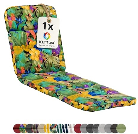 KETTtex EXKLUSIV Auflage Rollliege Papagei I Gartenliege Polster 200x65x9cm I hochwertige & Pflegeleichte Liegenauflage I Wetter- & formbeständige Liegen-Auflage I KTH3 Liegestuhlauflage
