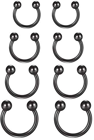 Funseedrr Hufeisen Nasenpiercing Lippenpiercing Septum Ring Set Edelstahl 1,2mm Nase Lippe Ohrring Piercing Schmuck(6-12mm Durchmesser)