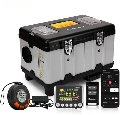 Sunster 8kW Tragbare Diesel Luftheizung, 110-240V AC & 12/24V DC Diesel Standheizung mit Drahtloser Temperaturschalter mit CO-Detektion, Dieselheizung mit Automatischer Start&Stop, Lüftungsmodus
