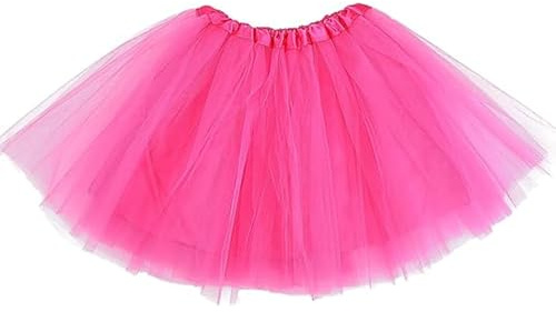 Damen Tutu Klassisch Rock, 3 Lägige Tüll Tüllrock, Rosa für Ballett Petticoat, 80er Halloween Party Retro Kostüme